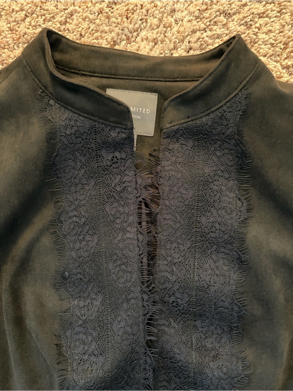 The Limited Black Lace-Front Blazer with Flared Sleeves and Waist